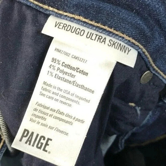 Paige Verdugo Ultra Skinny Mid Rise Skinny Jeans 25 - Picture 6 of 6